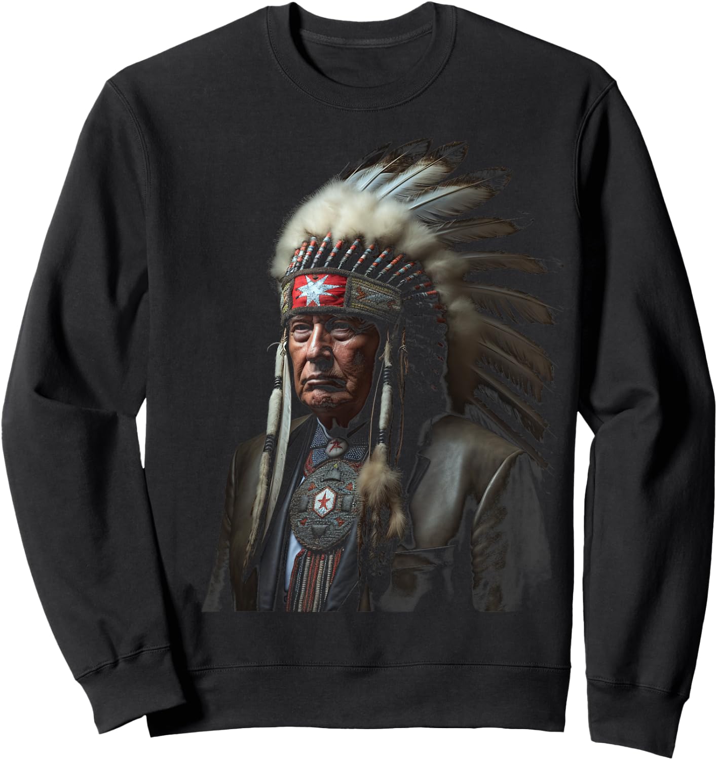 Trump Native American Indian Warrior Native American Trump Sweatshirt - Sweatshirt | Black