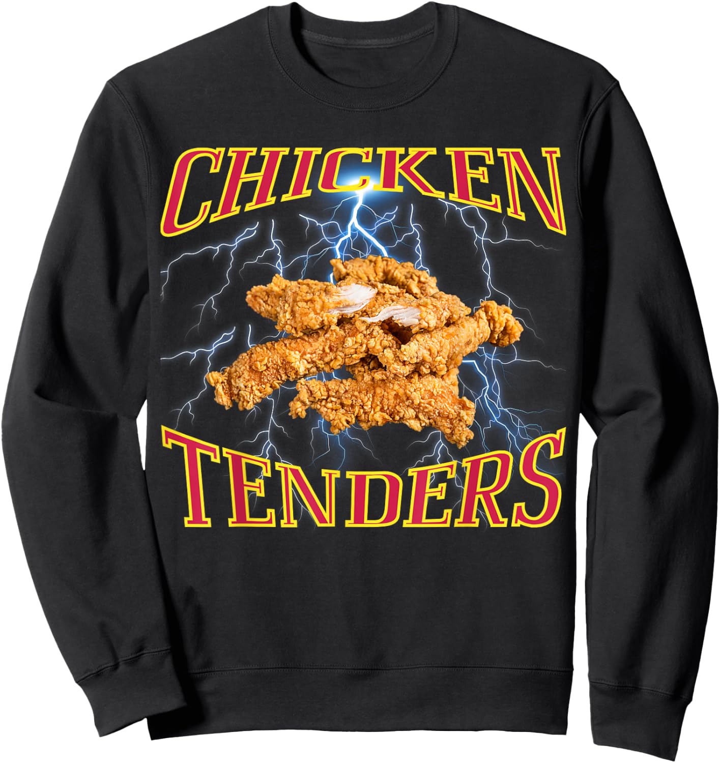 Chicken Tenders Funny Heavy Metal, Rap Bootleg Style Retro Sweatshirt - Sweatshirt | Black