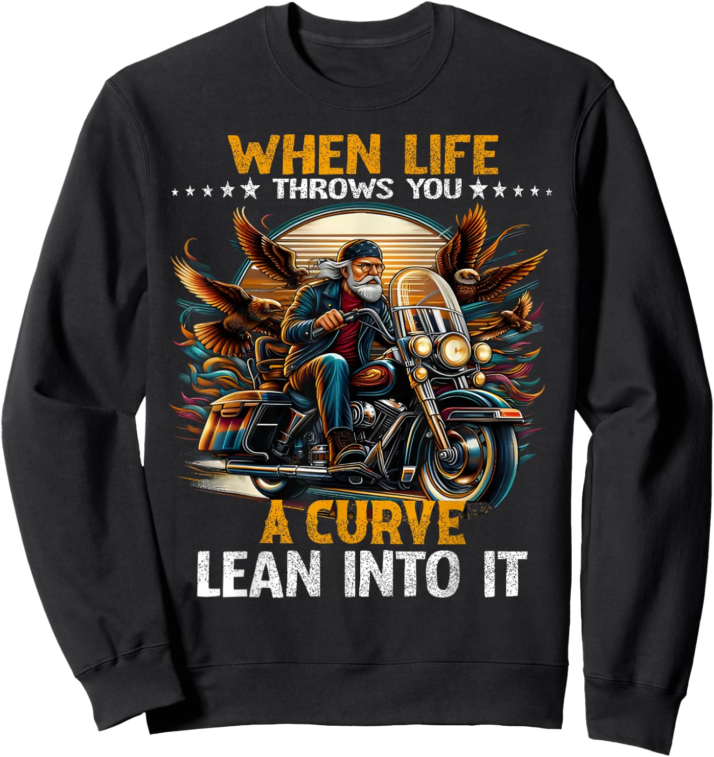 Biker When Life Throws You A Curve Grandpa Motorbike Sweatshirt - Sweatshirt | Black