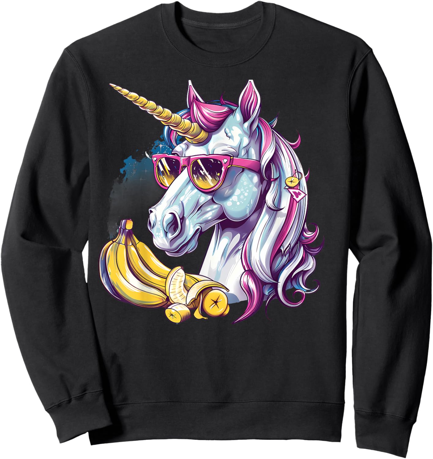 Banana Unicorn Portrait Artwork Banana Lover Bananas Fruit Sweatshirt - Sweatshirt | Black