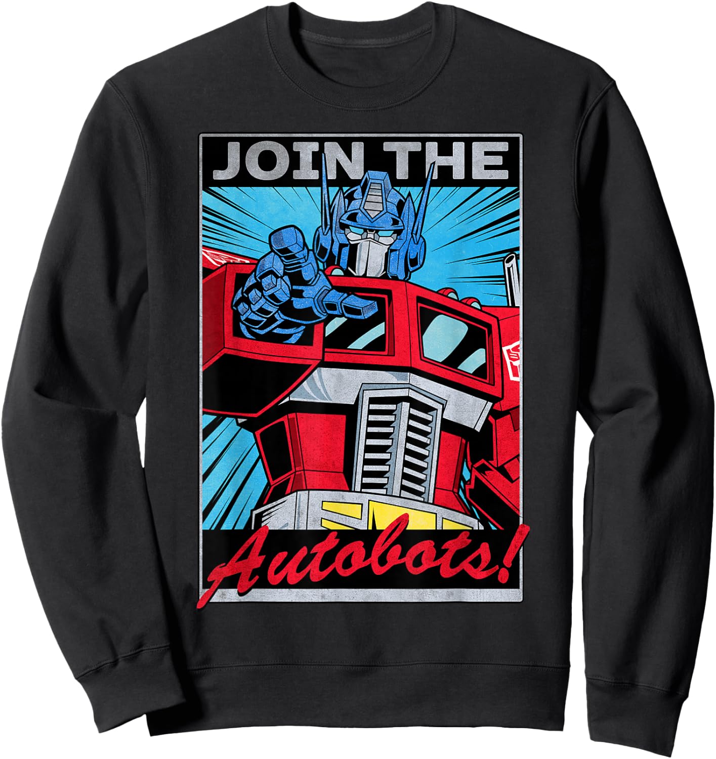 Transformers Optimus Prime Join The Autobots Retro Poster Small Sweatshirt - Sweatshirt | Black