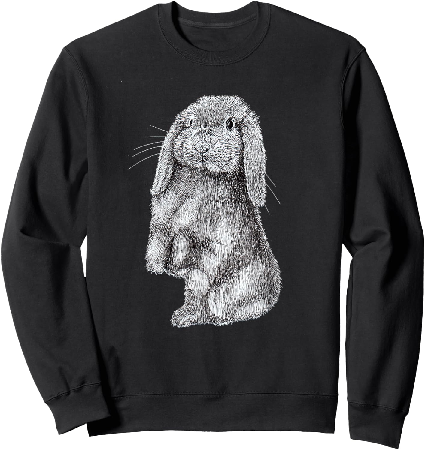 Lop Eared Bunny Rabbit Sitting Drawing Sweatshirt - Sweatshirt | Black