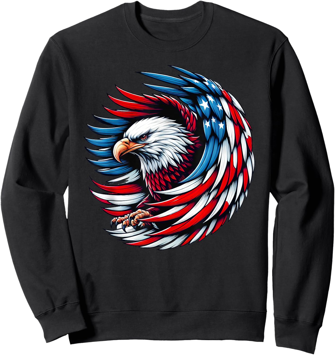American Bald Eagle USA Flag 4th of July Patriotic Eagle Kids Men Sweatshirt - Sweatshirt | Black