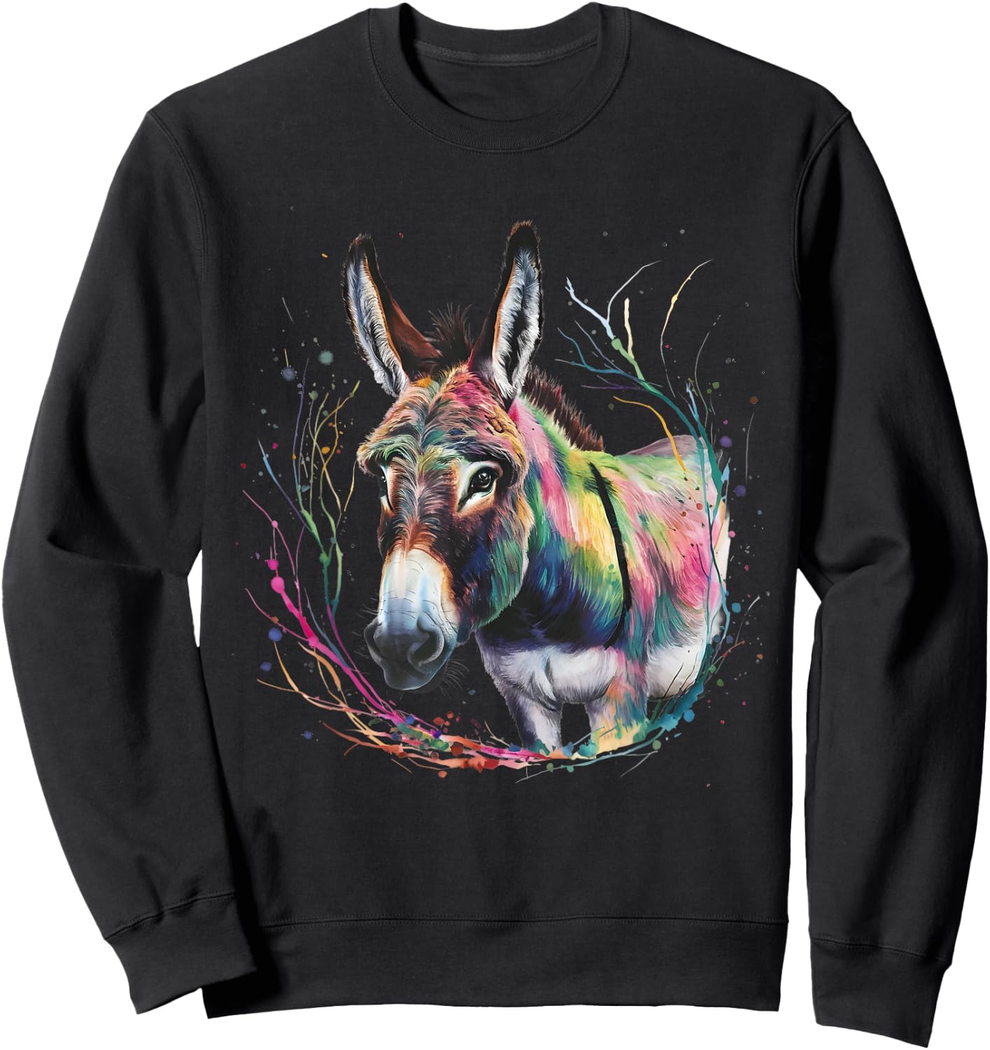 Donkey Men Woman Colorful Watercolor Donkey Sweatshirt - Sweatshirt | Black