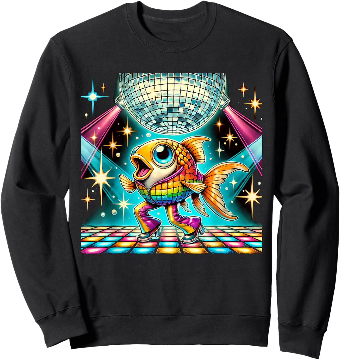 Aesthetic Fish Disco Sweatshirt - Sweatshirt | Black