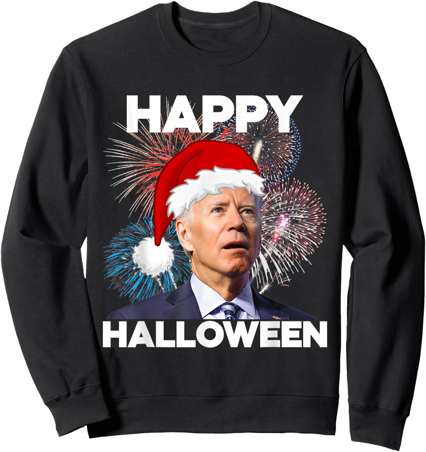 Funny Joe Biden 4th Of July Happy Halloween American US Flag Sweatshirt - Sweatshirt | Black