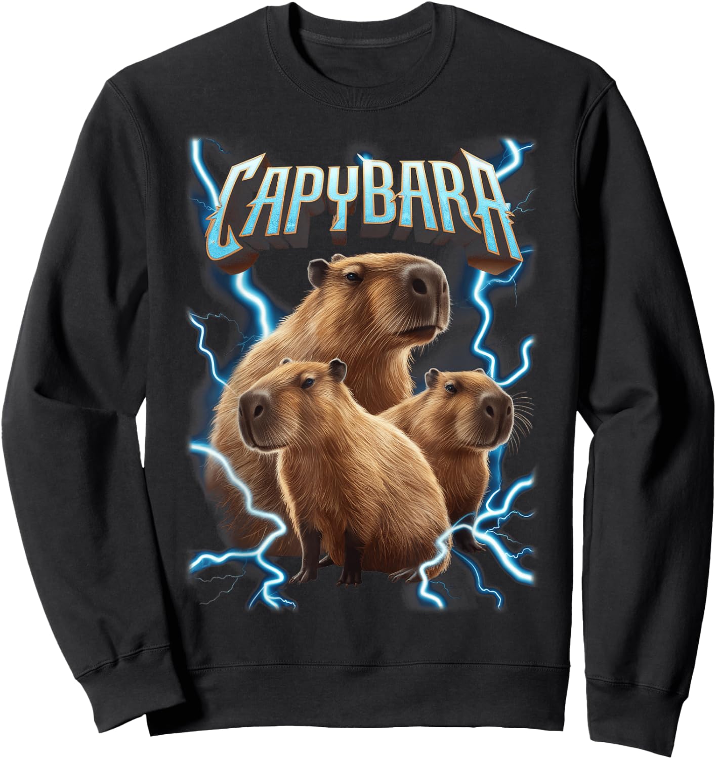Capybara Heavy Metal Christmas Shirt | Funny Holiday Gifts Sweatshirt - Sweatshirt | Black