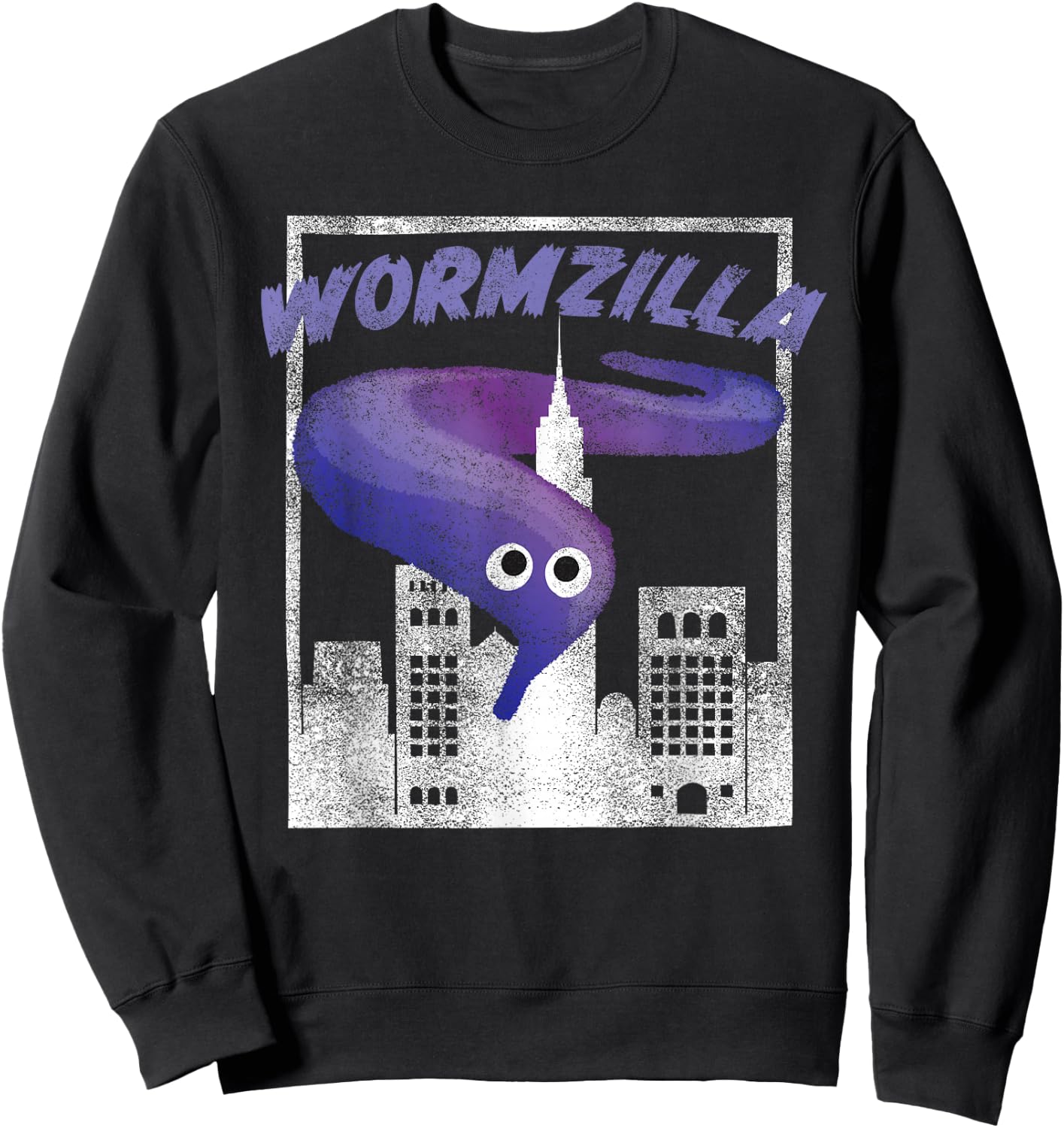 Worm On A String Meme Purple Wormzilla Retro Japanese Style Sweatshirt - Sweatshirt | Black