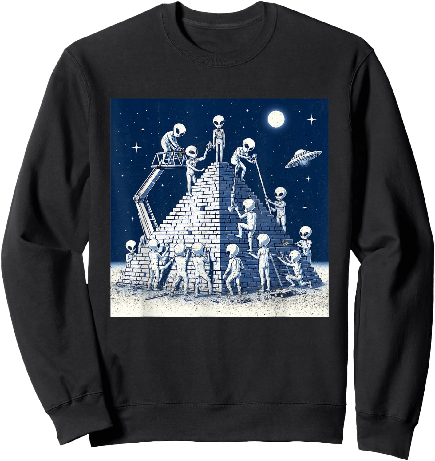 Aliens Building Pyramid Sweatshirt - Sweatshirt | Black