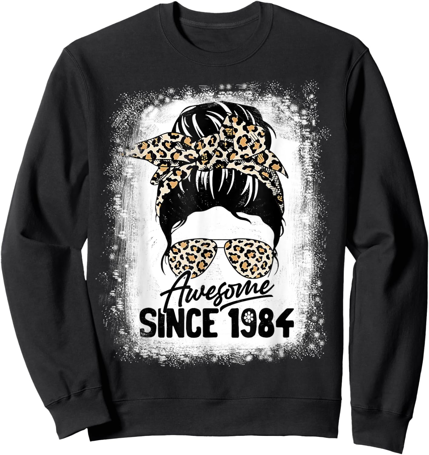 38 Years Old Awesome Since 1984 Leopard 38th Birthday Sweatshirt - Sweatshirt | Black