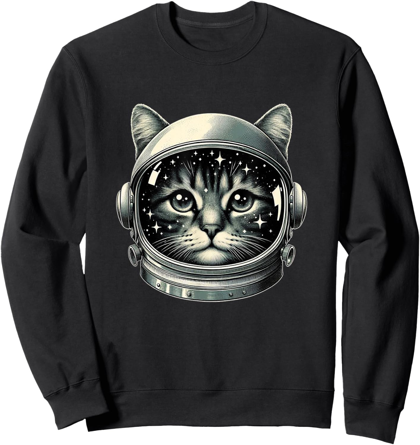 Space Cat Funny Cosmic Astronaut Cat Cute Retro Galaxy Cat Men Women Kids Sweatshirt - Sweatshirt | Black