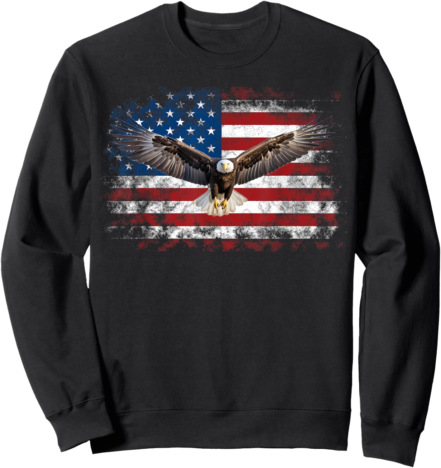 Patriotic Eagle 4th Of July USA American Flag Girls Kids Men Sweatshirt - Sweatshirt | Black