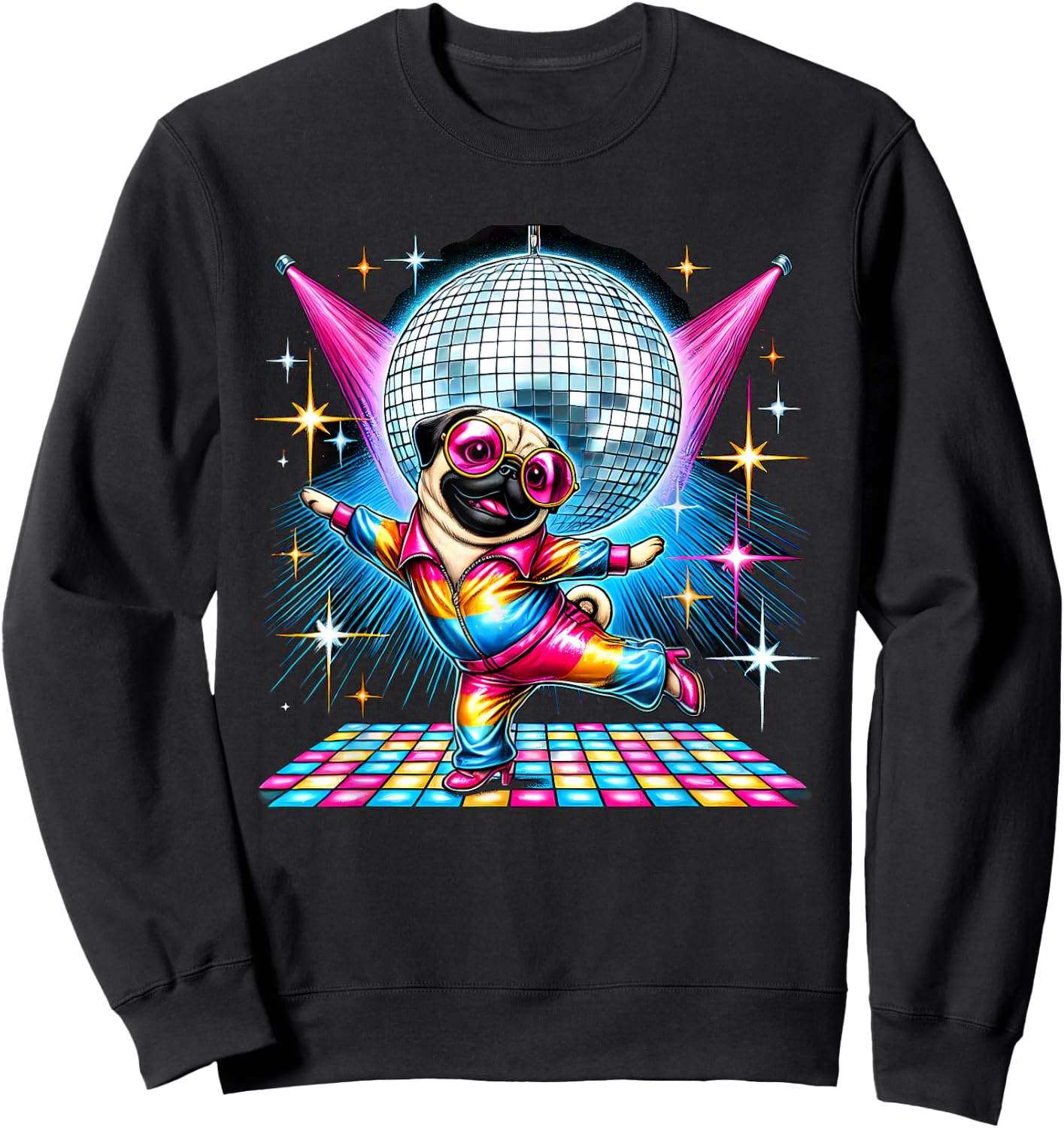 Aesthetic Pug Disco Sweatshirt - Sweatshirt | Black