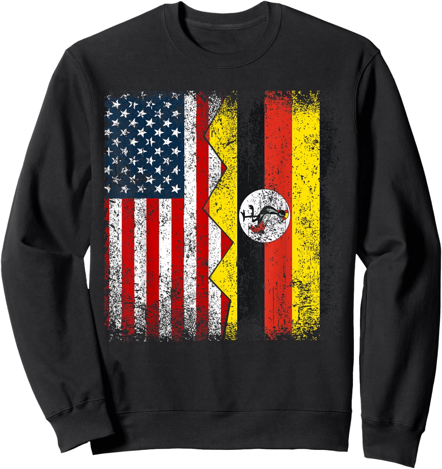 Ugandan Roots | Half American Flag | America Uganda Flags Sweatshirt - Sweatshirt | Black
