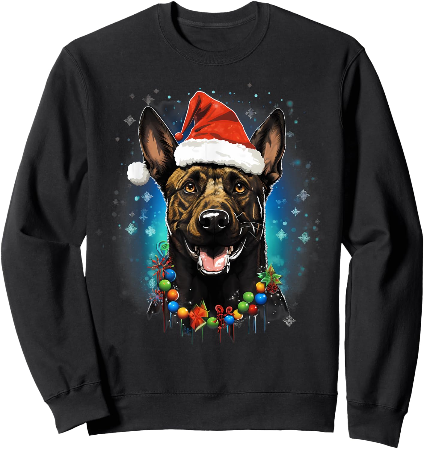 Xmas Dutch Shepherd Dog Christmas Women Kids Sweatshirt - Sweatshirt | Black