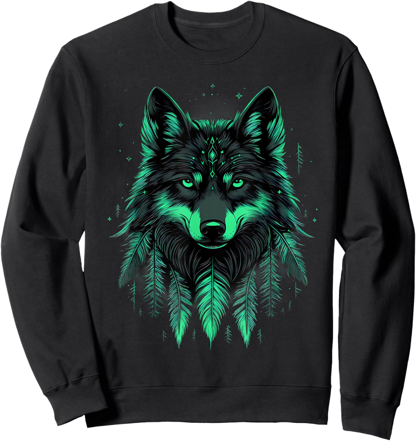 Indian Tribe Wolf Native American Pride Indian Chief Sweatshirt - Sweatshirt | Black