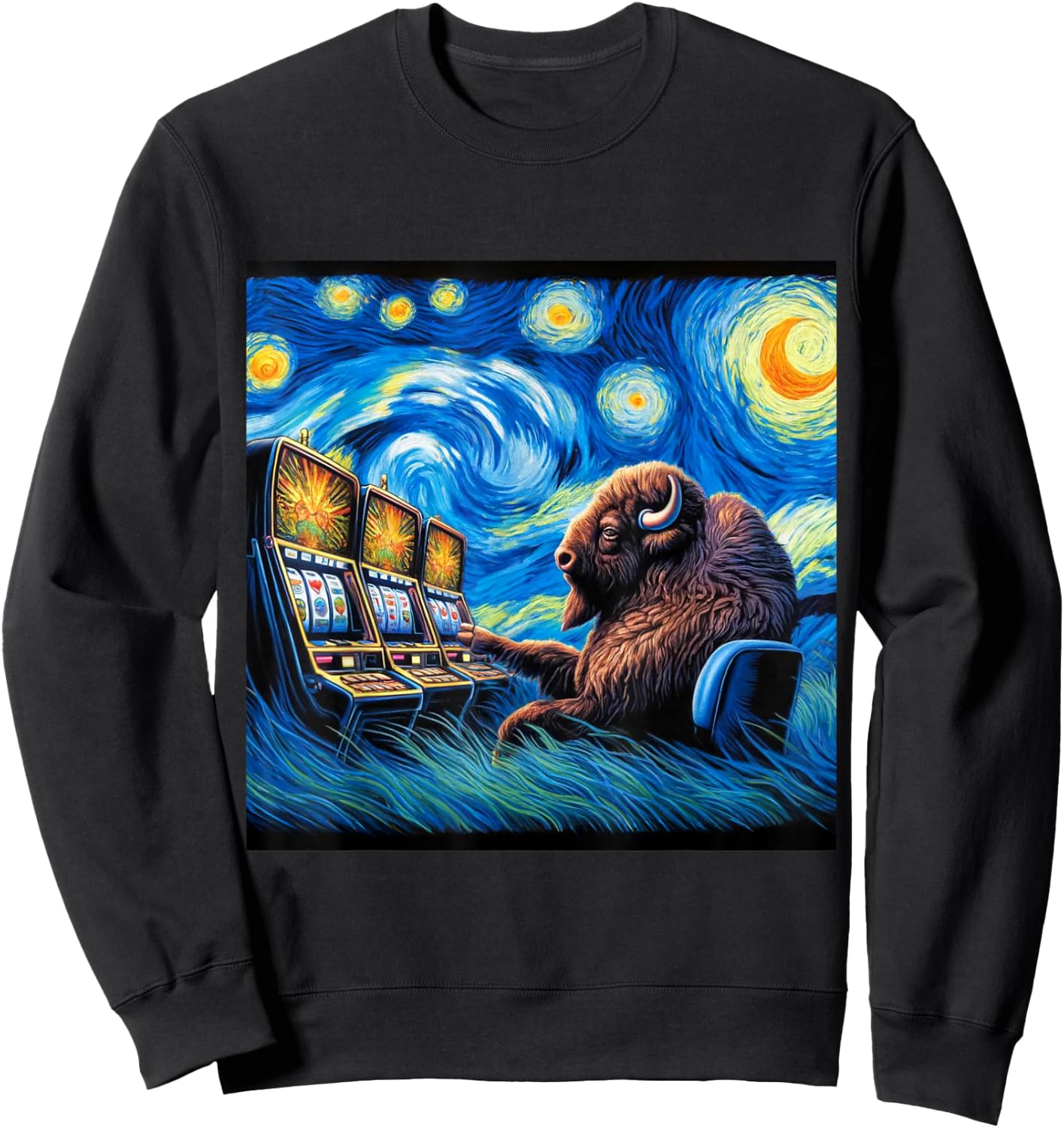 Lucky Buffalo Casino Slot Machine BUFFALOOOOO Gambling Sweatshirt - Sweatshirt | Black