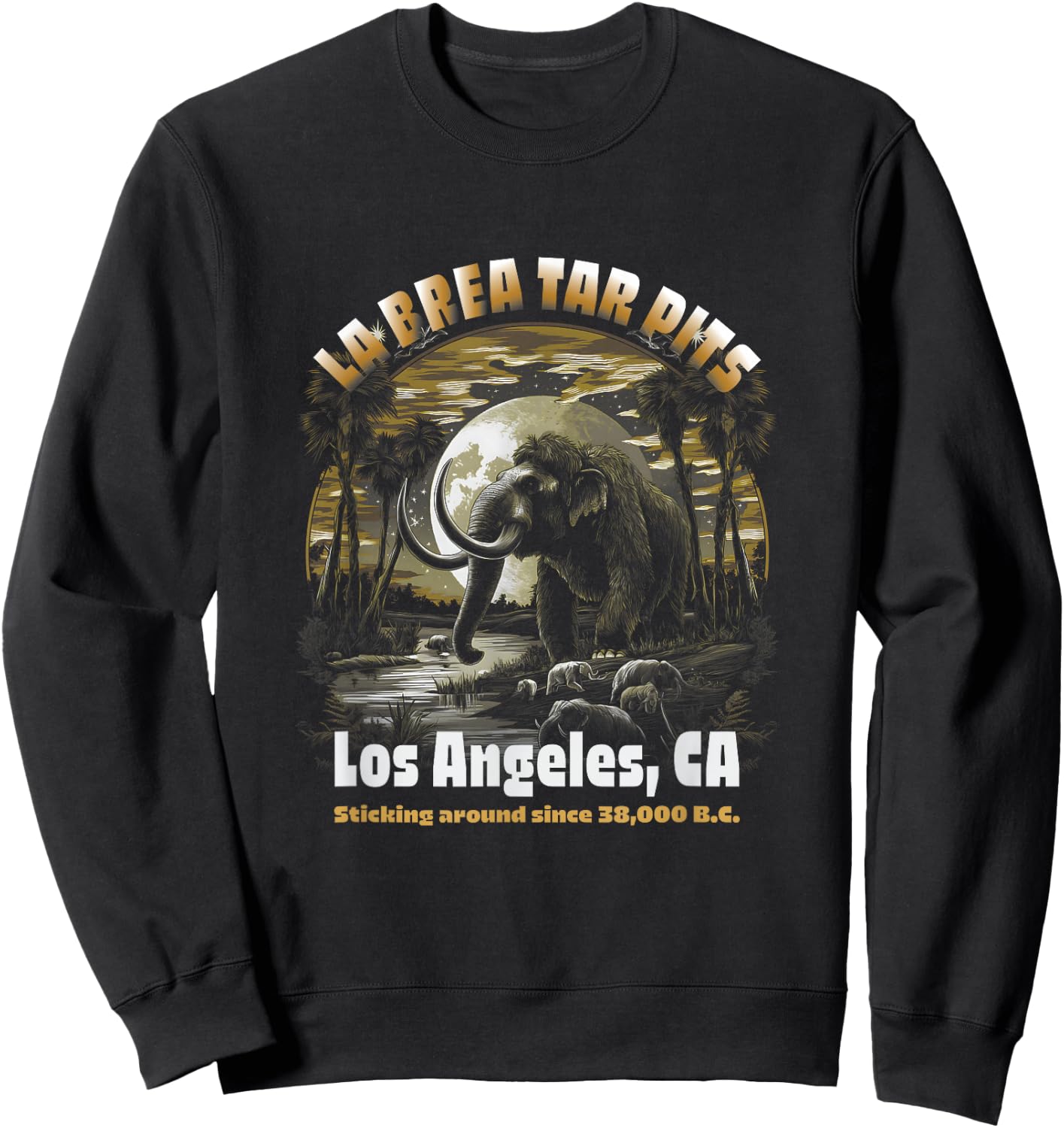 Los Angeles La Brea Tar Pits Columbian Mammoth Sweatshirt - Sweatshirt | Black