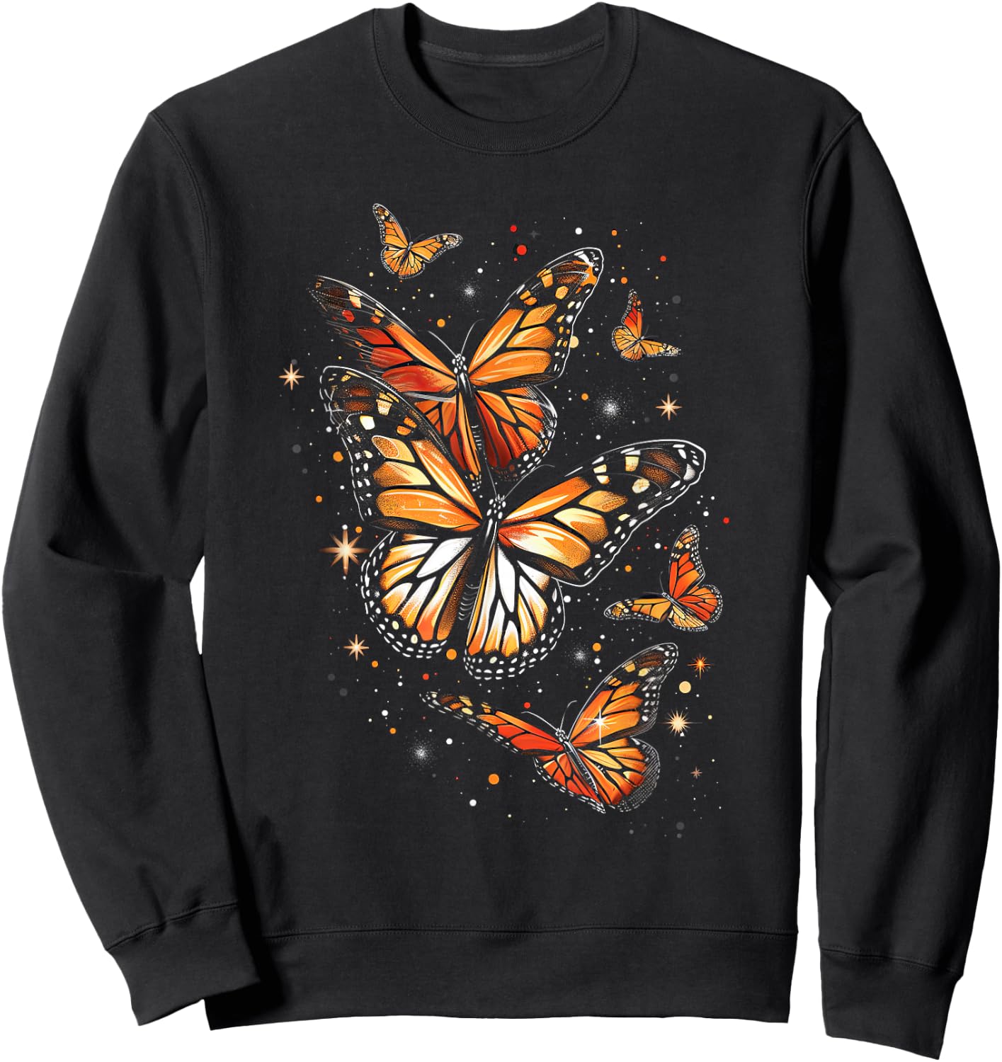 Butterfly Aesthetic Orange Monarch Butterflies Nature Sweatshirt - Sweatshirt | Black