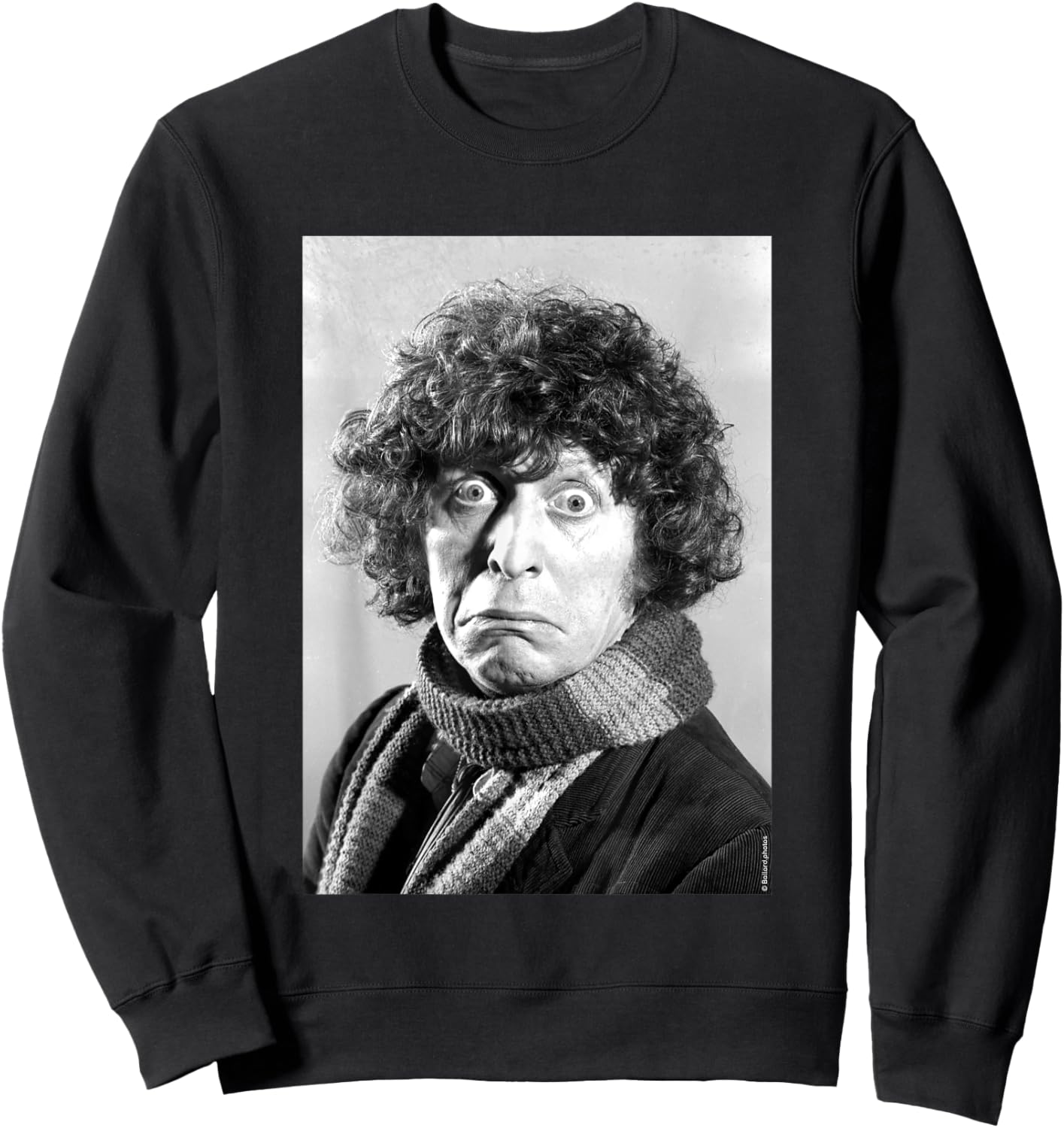 Tom Baker Doctor Who Actor Scared Expression Allan Ballard Sweatshirt - Sweatshirt | Black
