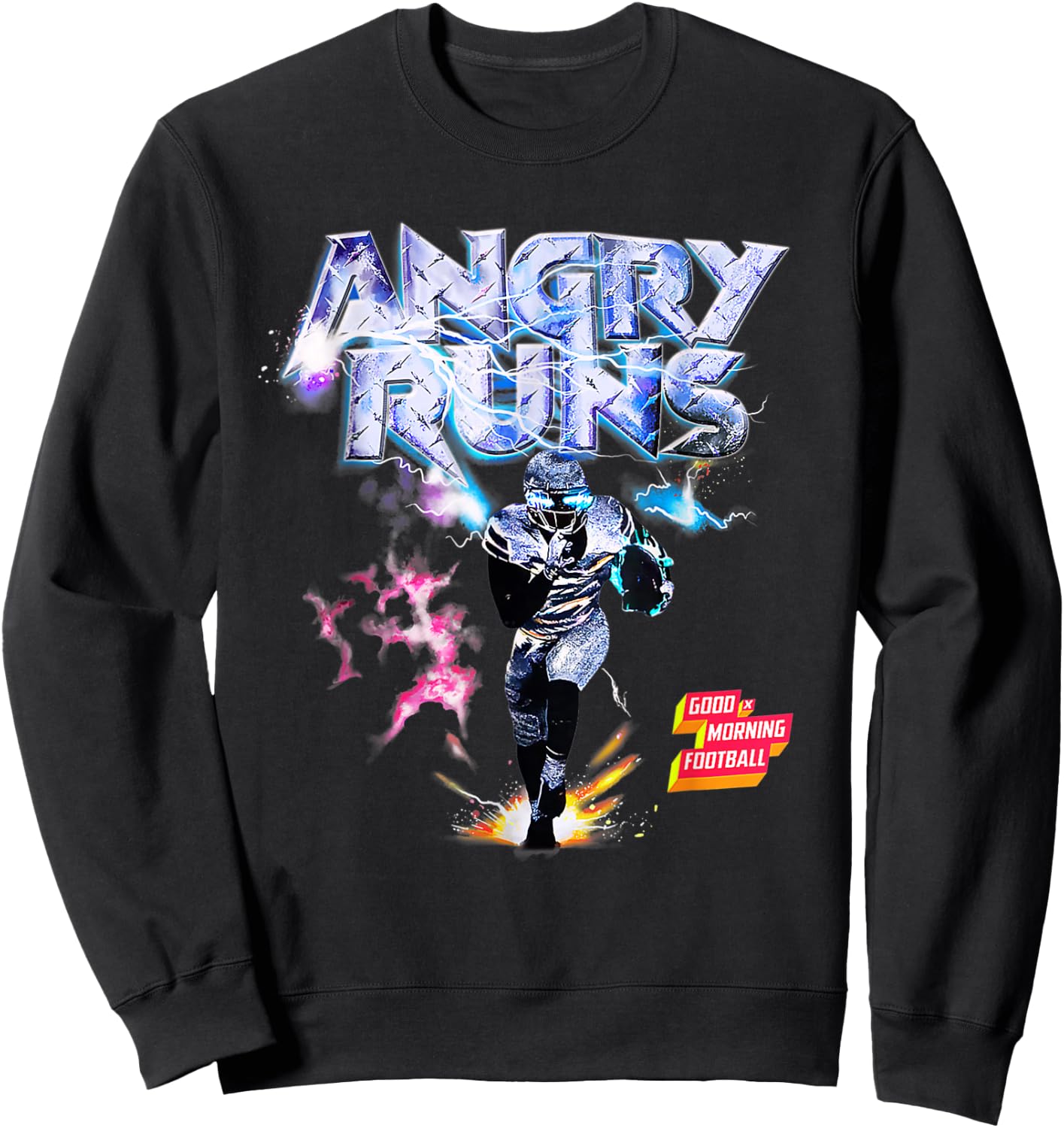 Angry Runs Good Morning Football Sport Lover Vintage Art Sweatshirt - Sweatshirt | Black
