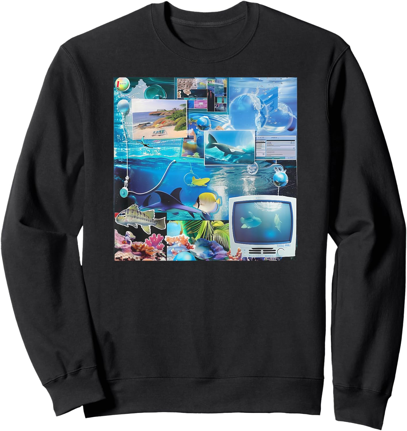 Alphainceptions Frutiger Aero Retro Vibes , Small, Black Sweatshirt - Sweatshirt | Black