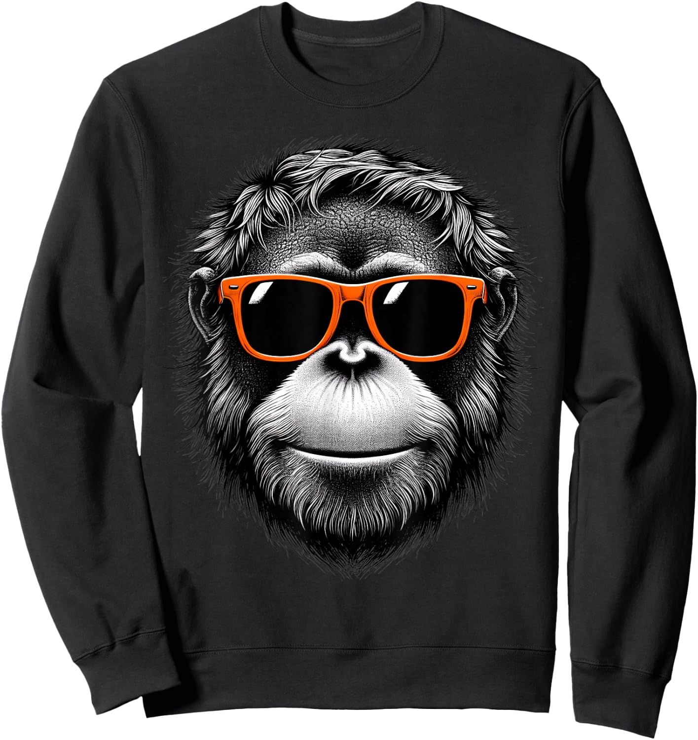 Cool Orangutan Wearing Sunglasses Graphic Art Sweatshirt - Sweatshirt | Black