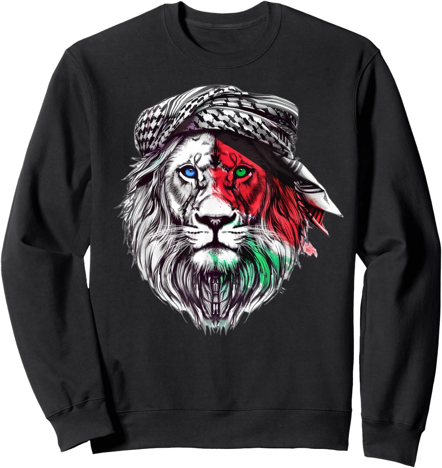 Palastine Time of Palestine: Lion keffiyeh Sweatshirt - Sweatshirt | Black