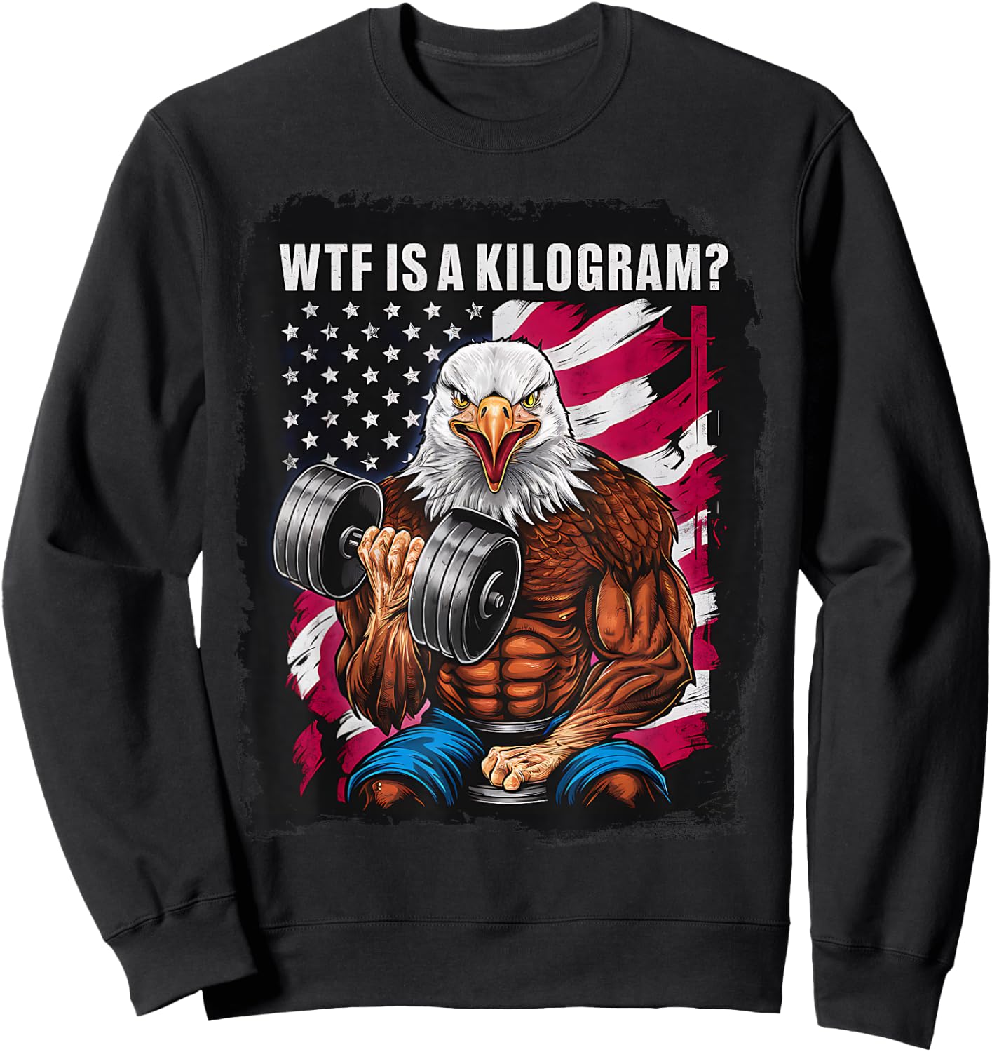 4th of July Gym Patriotic Eagle USA WTF is A Kilogram Men Sweatshirt - Sweatshirt | Black