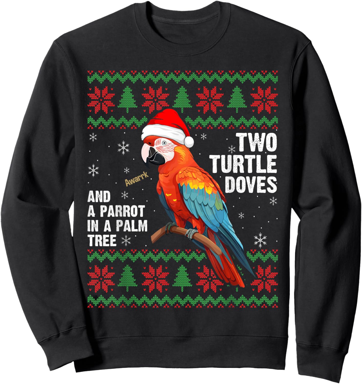Funny Christmas Tropical Parrot Ugly Christmas Sweater Sweatshirt - Sweatshirt | Black