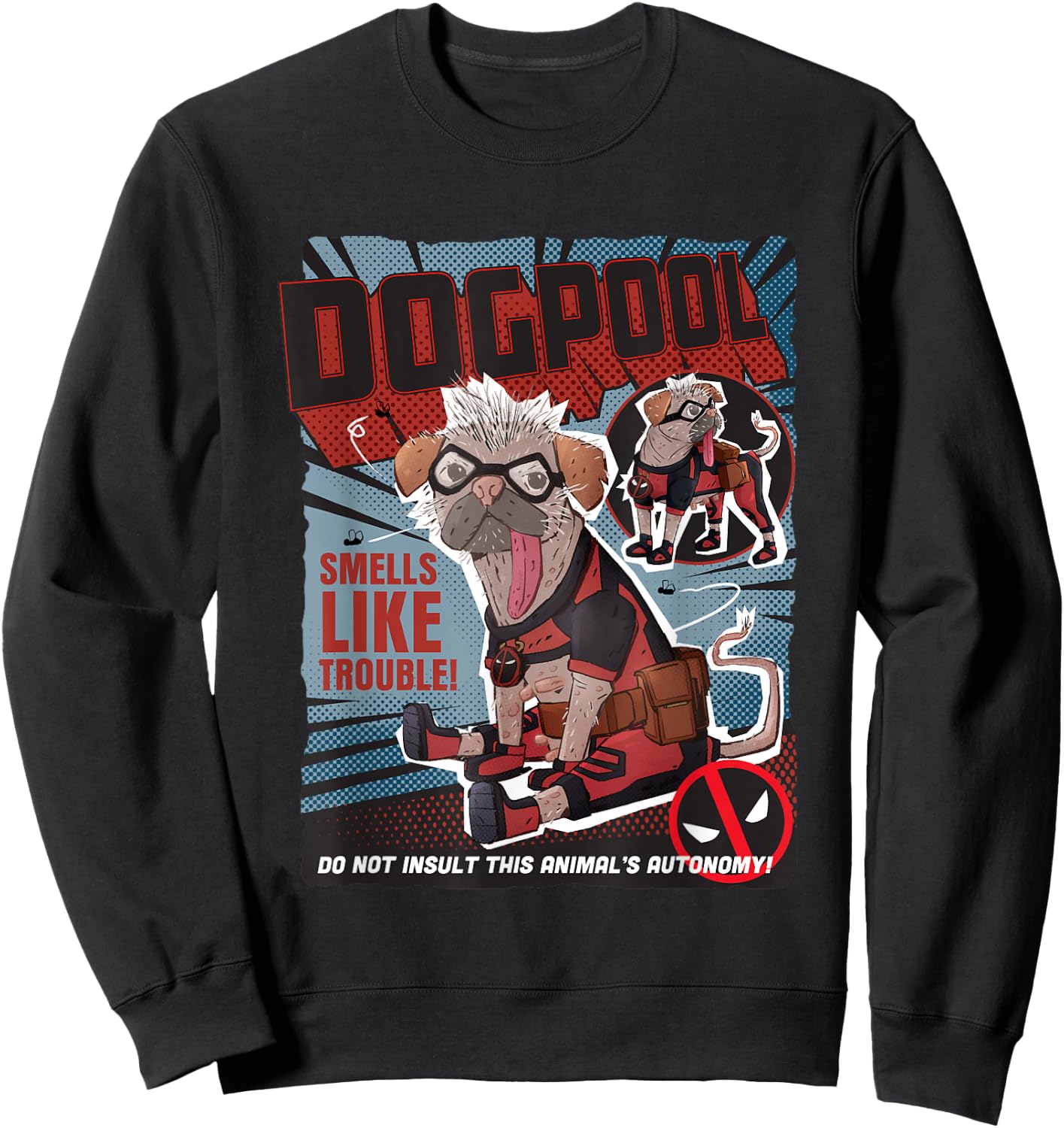Marvel Deadpool & Wolverine Dogpool Doodle Comic Book Cover Sweatshirt - Sweatshirt | Black