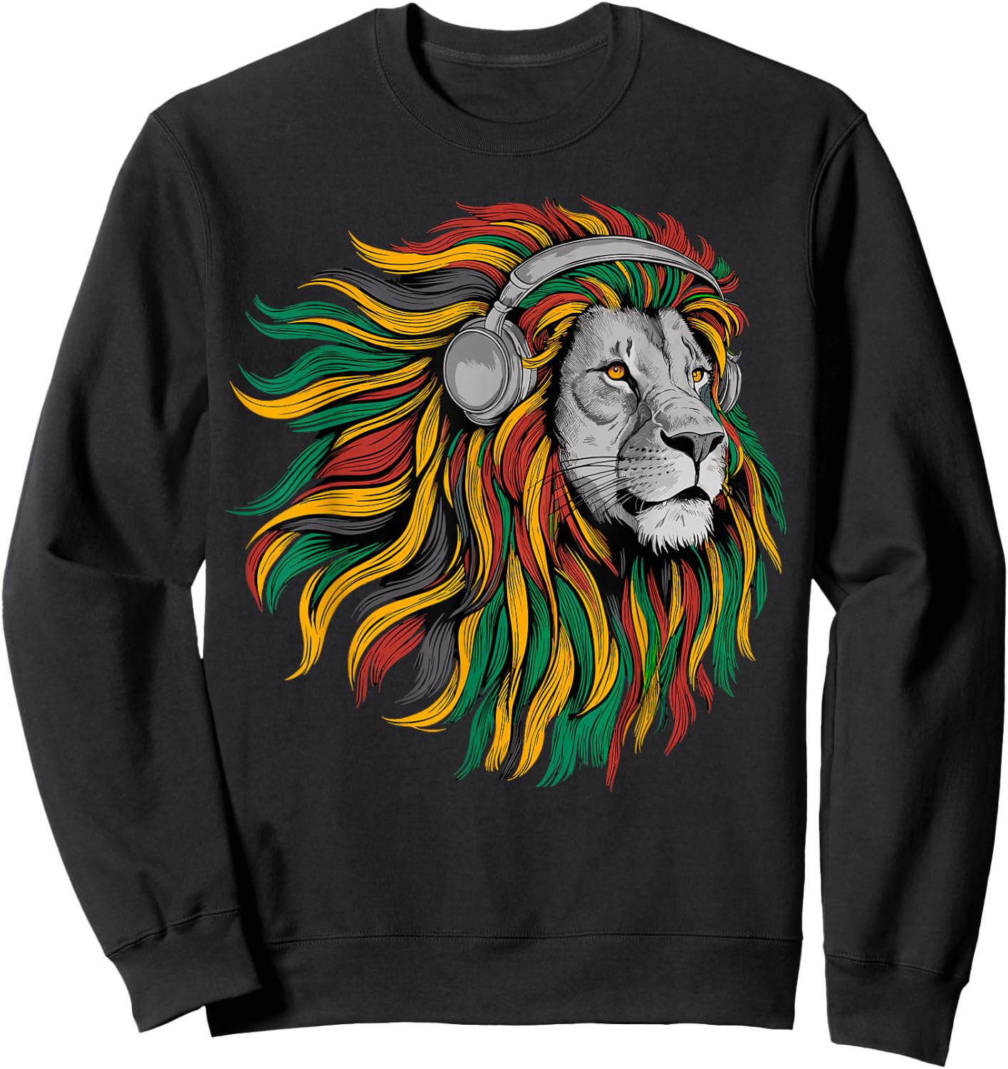 Rasta Reggae Music Headphones Jamaican Pride Lion Of Judah Sweatshirt - Sweatshirt | Black