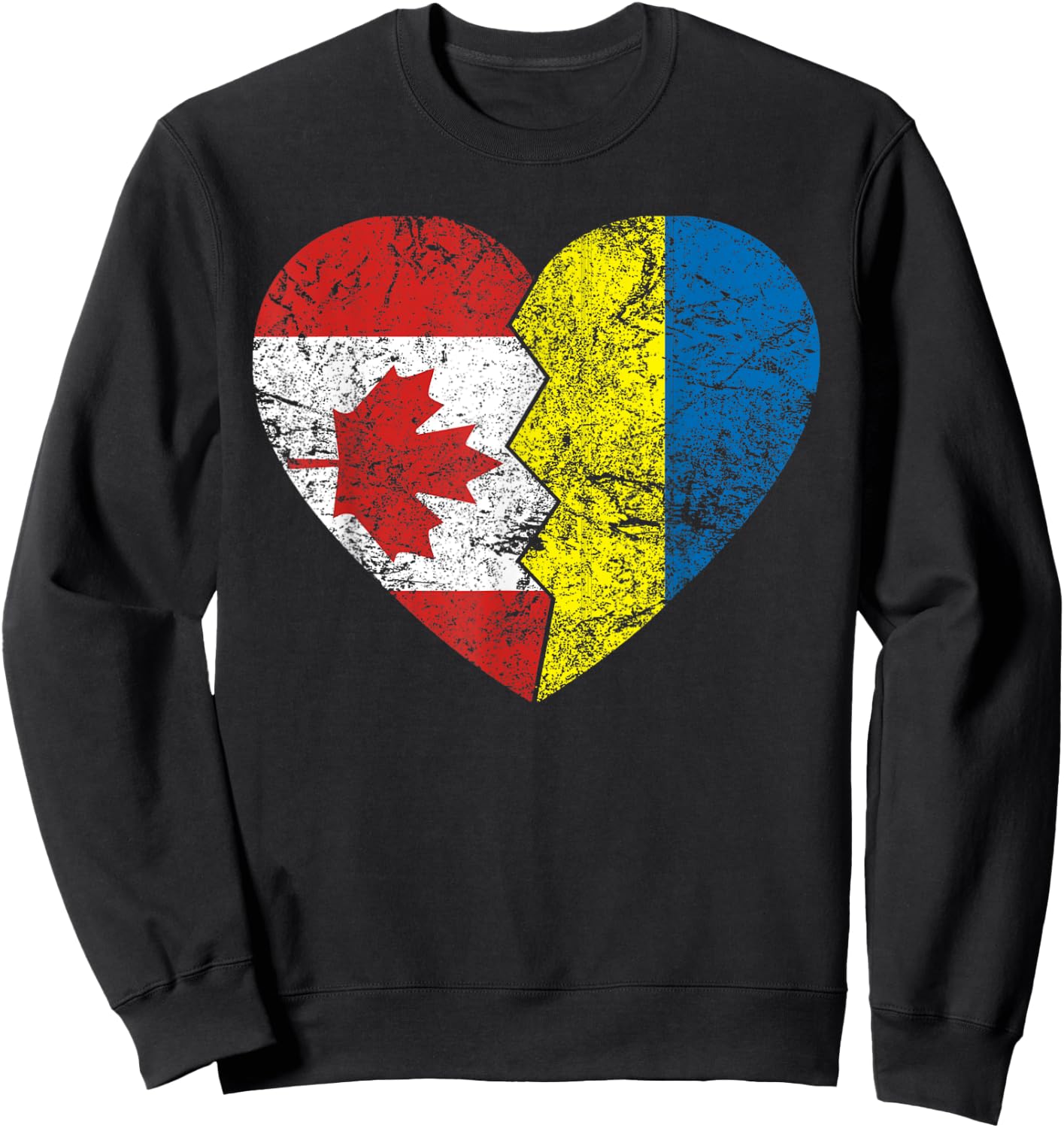 Ukrainian Canadian Flags Heart | Canada Ukraine Roots Sweatshirt - Sweatshirt | Black