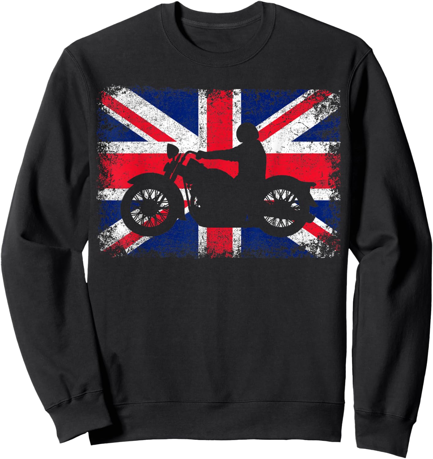 Union Jack Flag United Kingdom Motorbike Motorcycle Biker Sweatshirt - Sweatshirt | Black