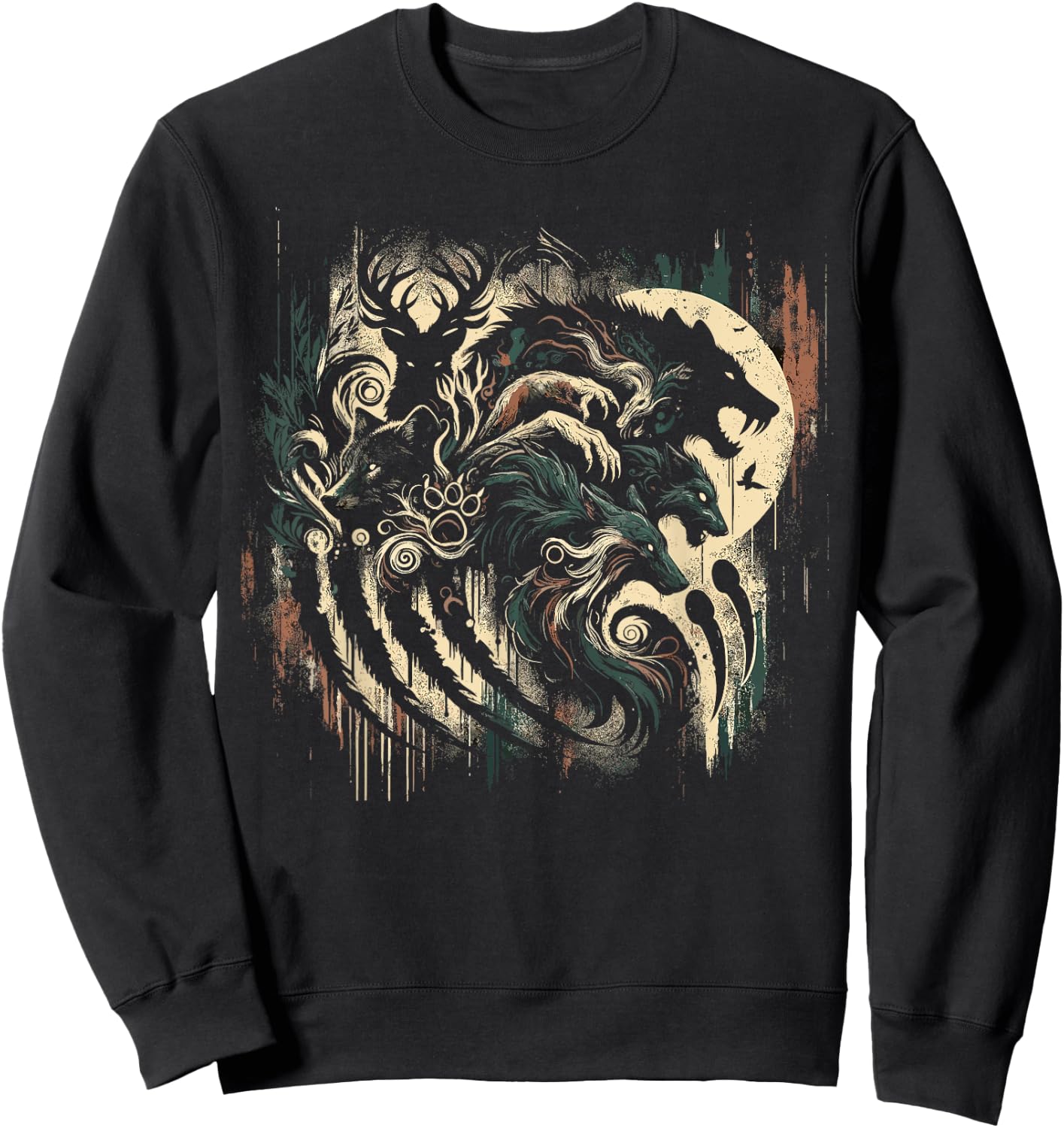 Therian Alpha Wolf Grunge Aesthetic Therianthropy Sweatshirt - Sweatshirt | Black