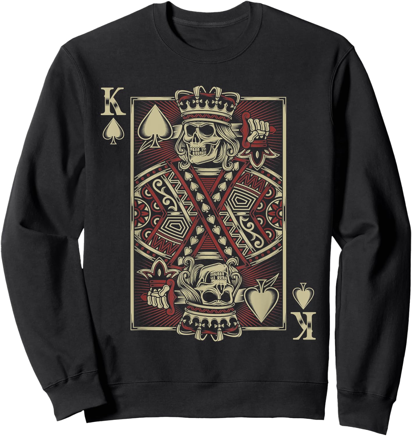 King Of Hearts Skeleton Motorcycle Gift Biker Sweatshirt - Sweatshirt | Black
