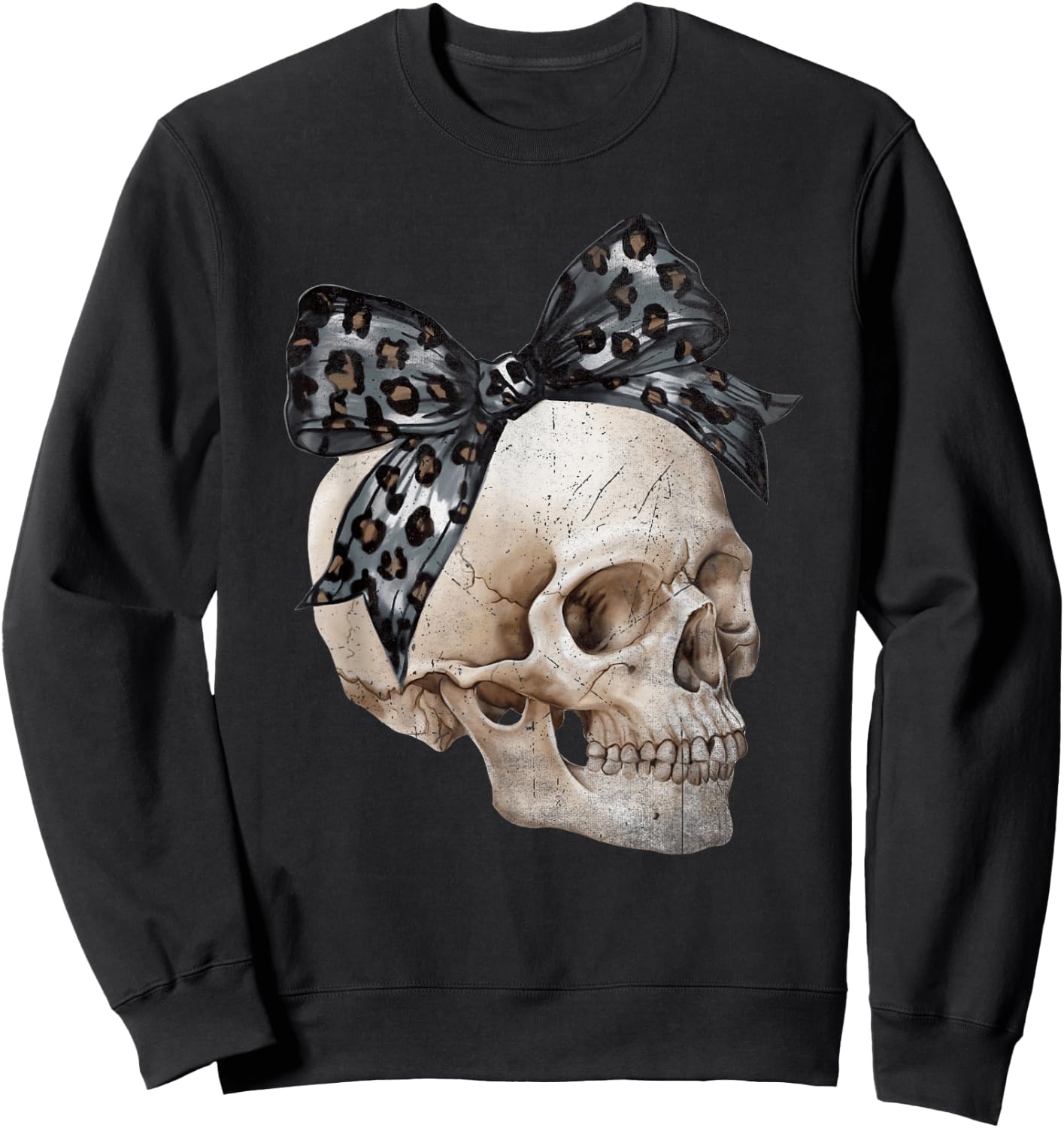 Skull Coquette Bow Halloween Spooky Season Girls Kids Sweatshirt - Sweatshirt | Black