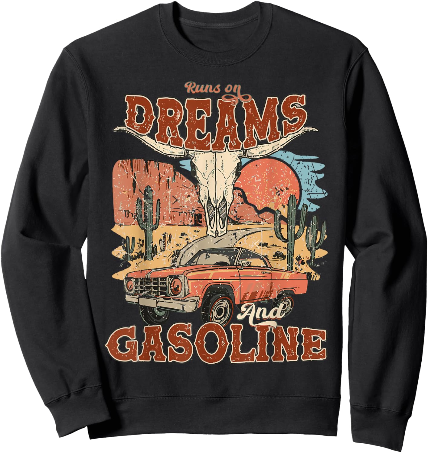 Runs On Dreams And Gasoline | I Got A Heart Like A Truck Sweatshirt - Sweatshirt | Black