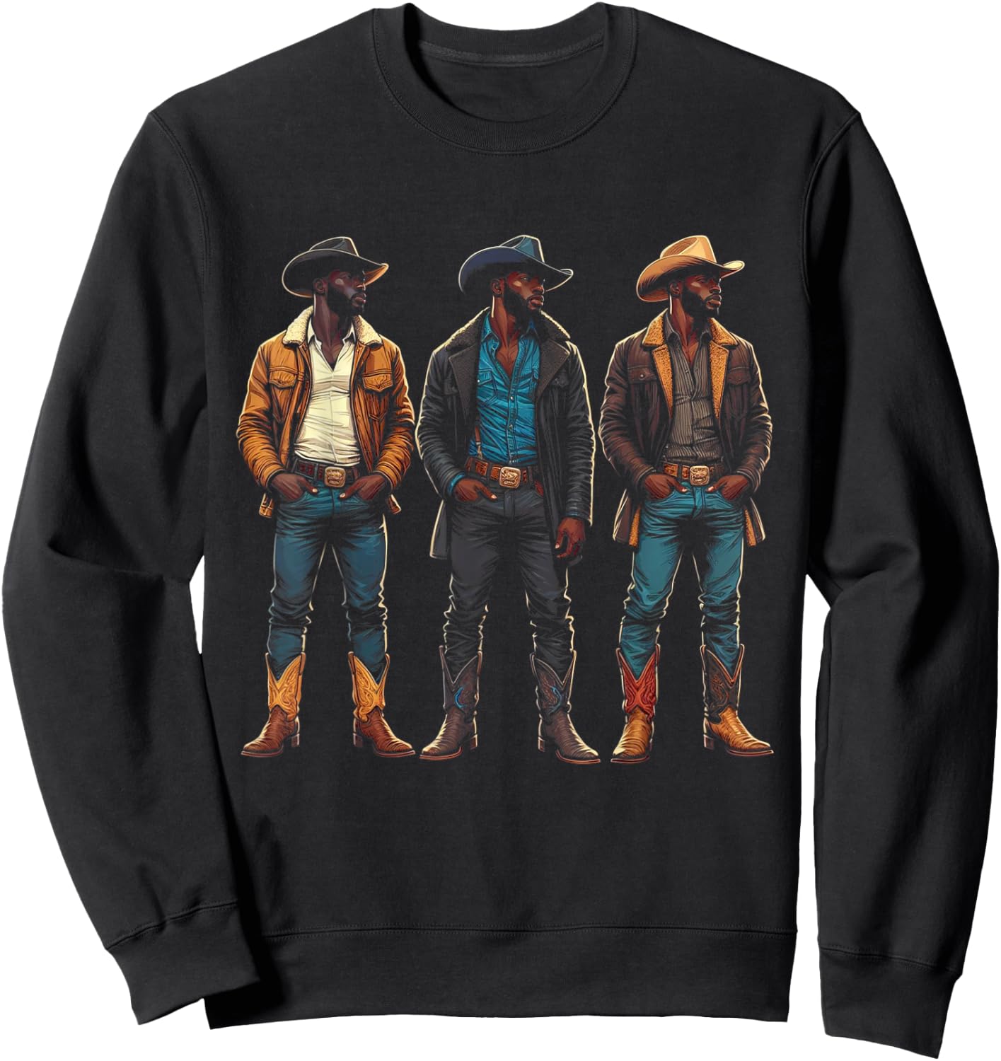 Black Cowboy Western Rodeo Melanin Black History Texas Men Sweatshirt - Sweatshirt | Black