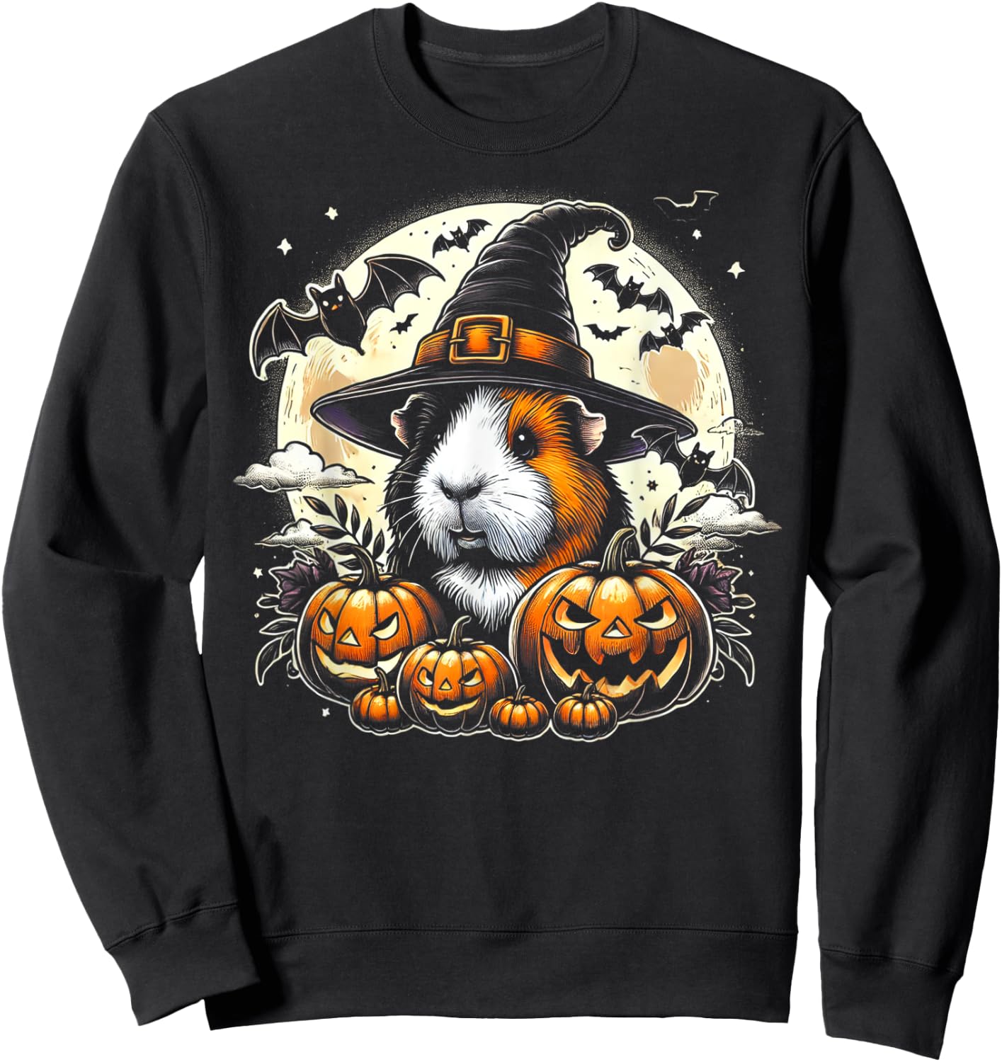 Guinea Pig Halloween Witch Art Sweatshirt - Sweatshirt | Black