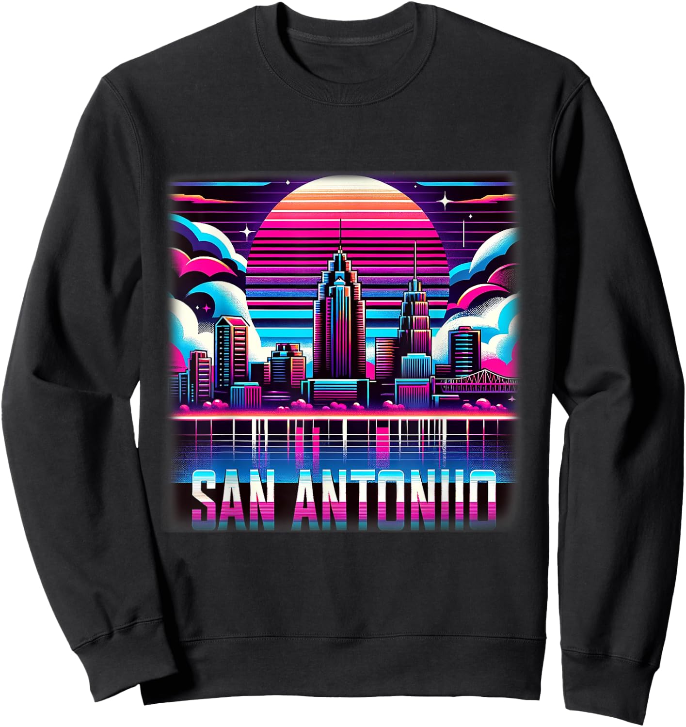 San Antonio Texas Shirt TX Trip 80s 90s Retro City Skyline Sweatshirt - Sweatshirt | Black