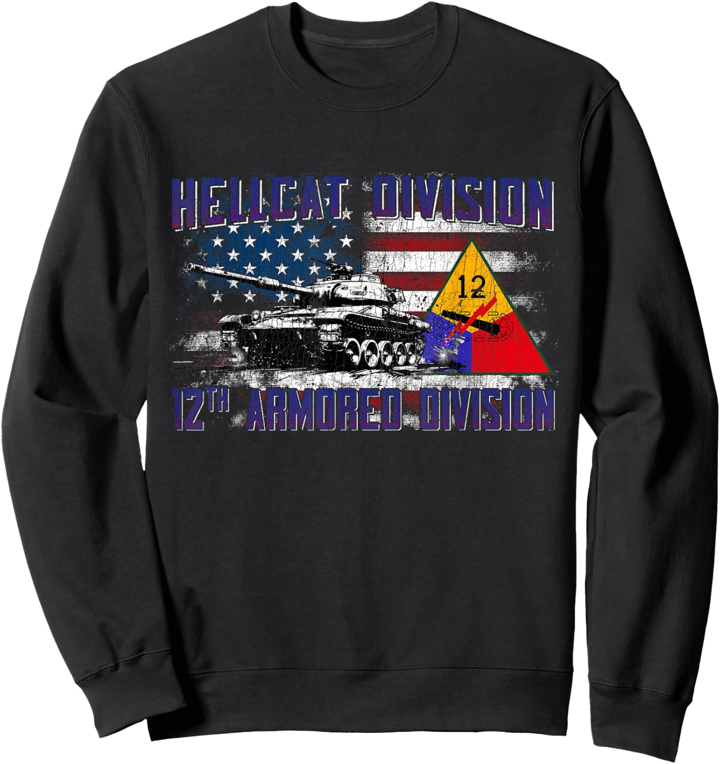 Veteran 12th Armored Division Vintage Gifts Women Girls Kids Sweatshirt - Sweatshirt | Black