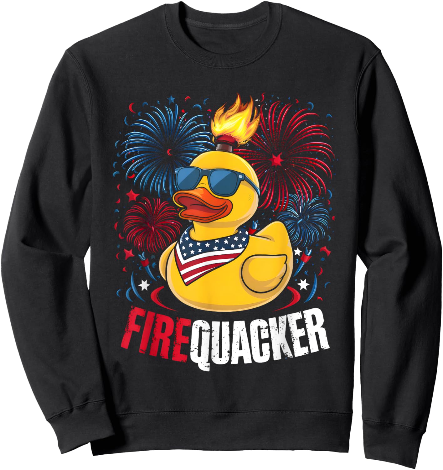 4th of July Duck Firequacker Patriotic Fourth of July Funny Kids Men Sweatshirt - Sweatshirt | Black