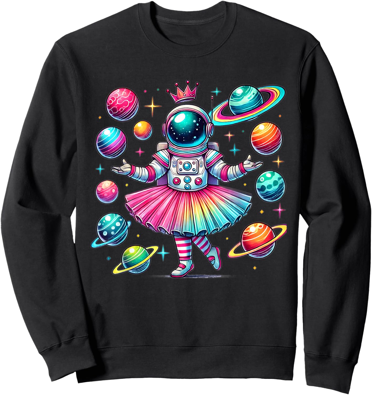 Ballerina Girl Space Astronaut Sweatshirt - Sweatshirt | Black