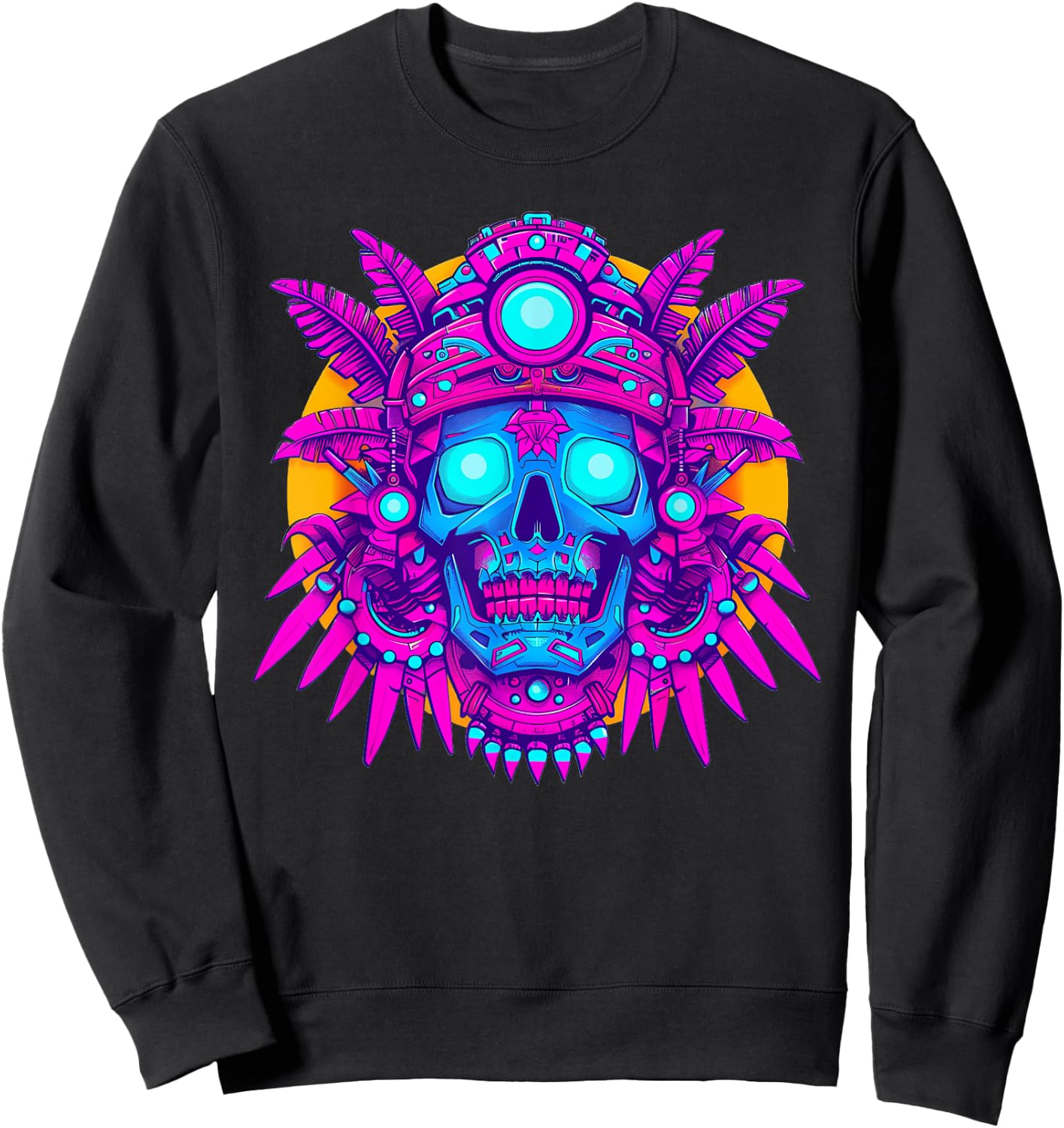 Mictlantecuhtli Vaporwave Sweatshirt - Sweatshirt | Black