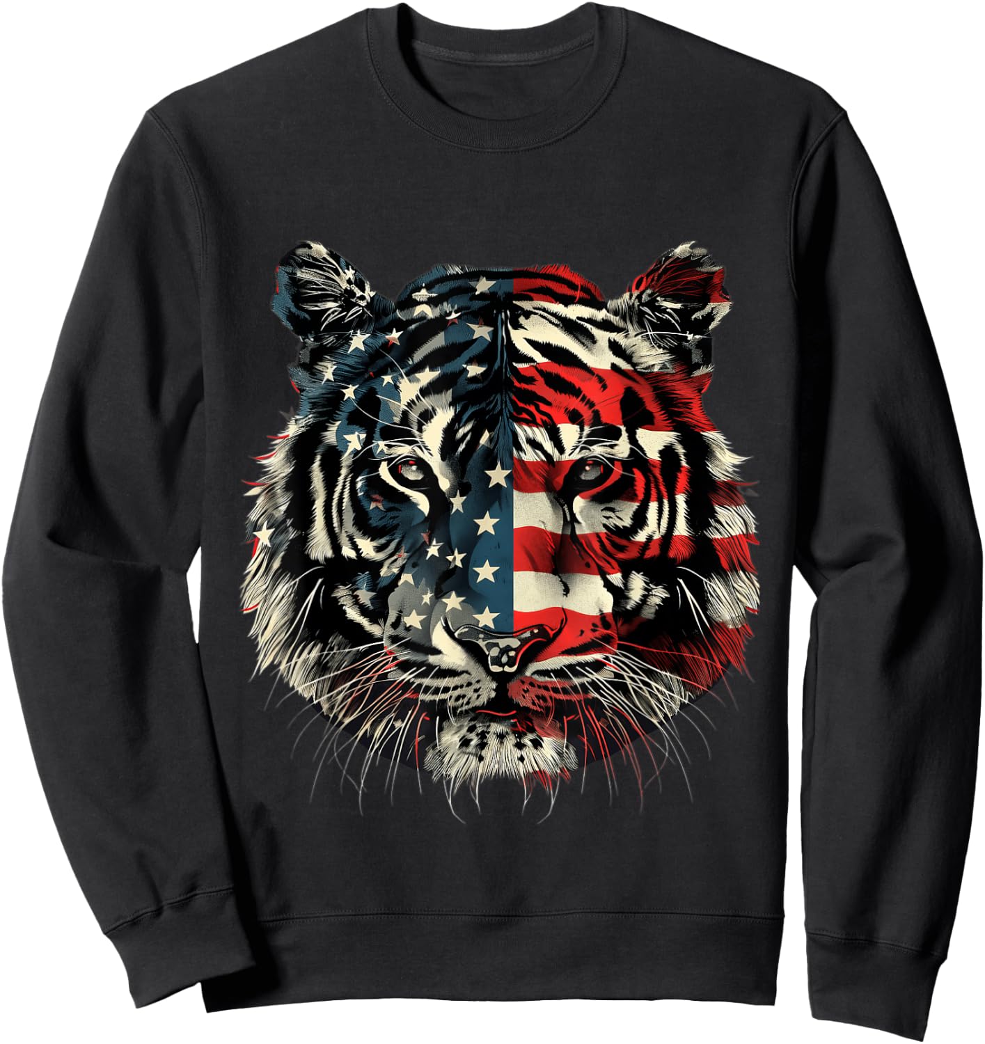 Tiger American Flag Sweatshirt - Sweatshirt | Black