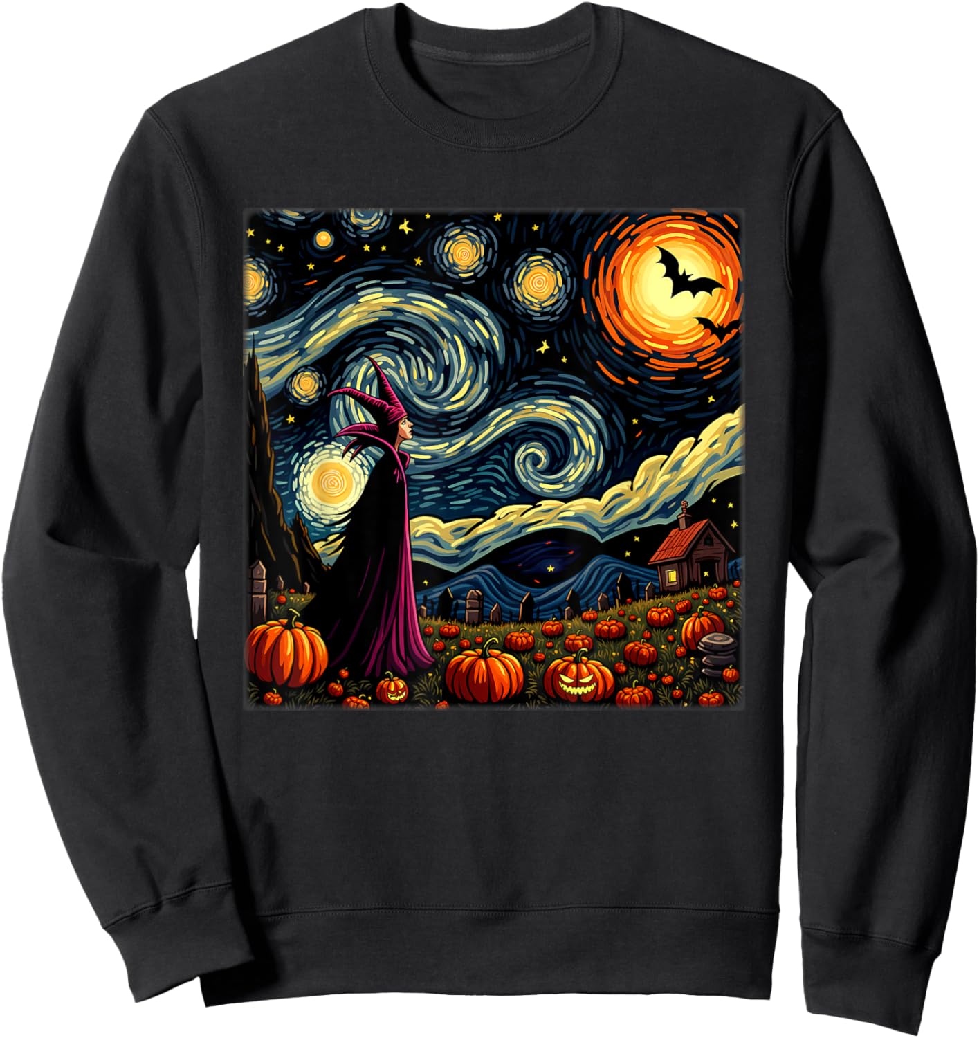 Spooky Halloween Evil Queen Starry Night Sweatshirt - Sweatshirt | Black