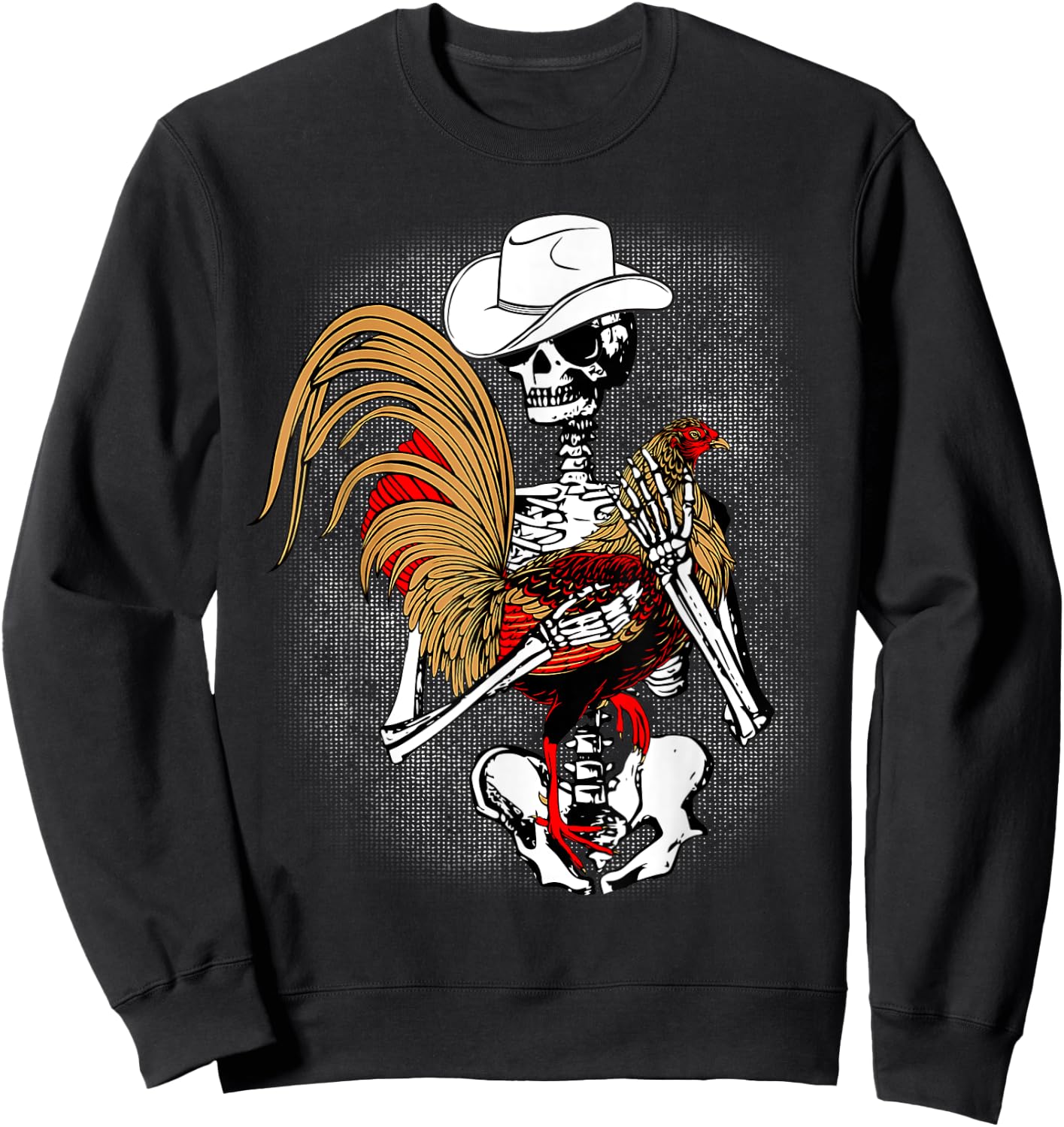 Funny Gallero Red Rooster Chicken Skeleton Sweatshirt - Sweatshirt | Black