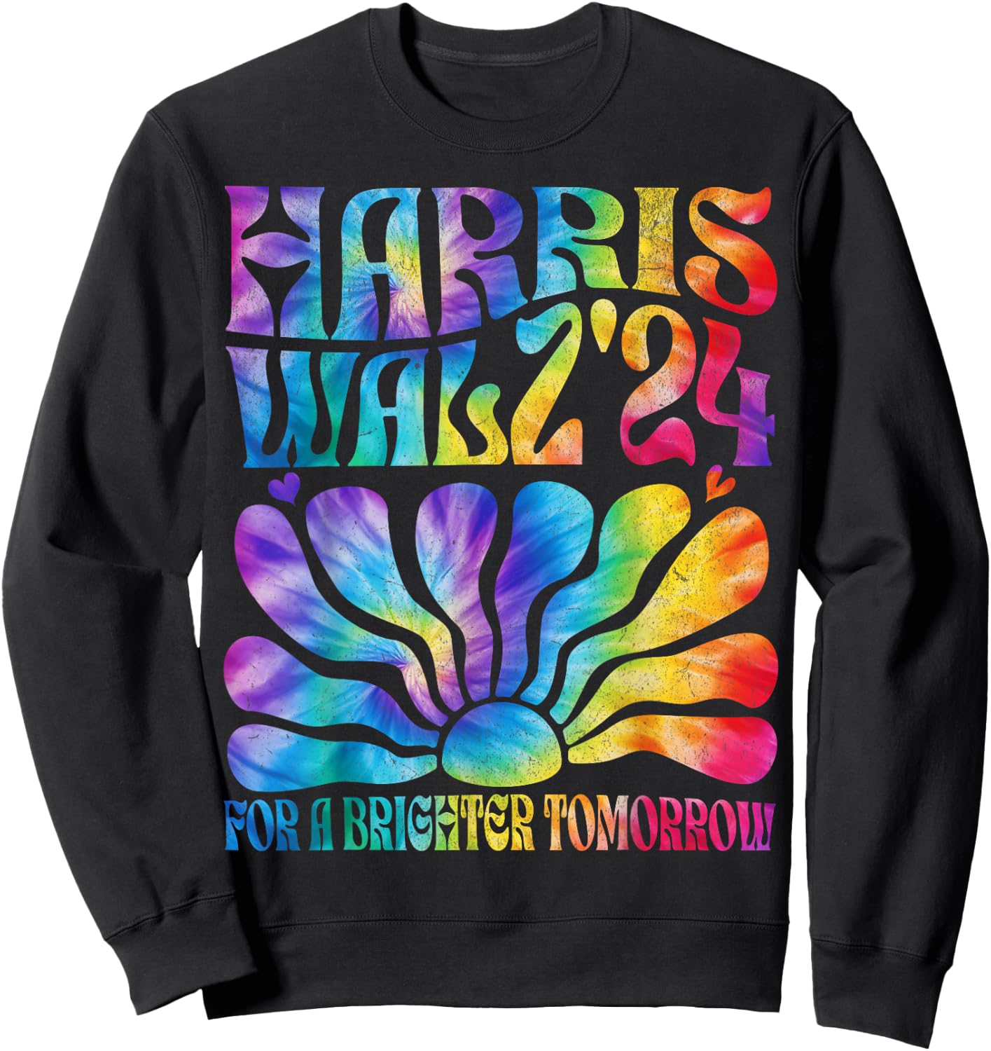 Tie dye Harris Waltz 2024 Election Kamala Harris Tim Waltz Sweatshirt - Sweatshirt | Black