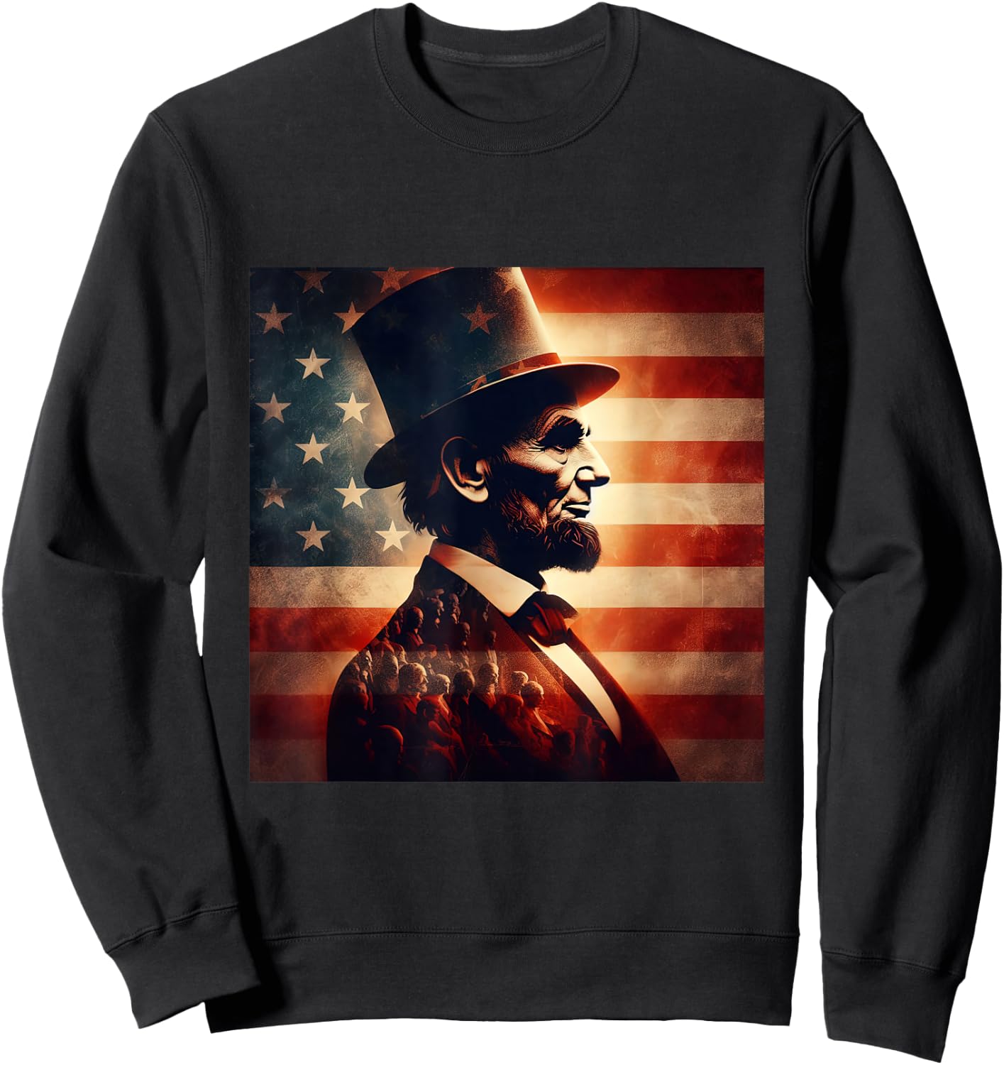 Abraham Lincoln 4th of July Independence Day American Flag Sweatshirt - Sweatshirt | Black